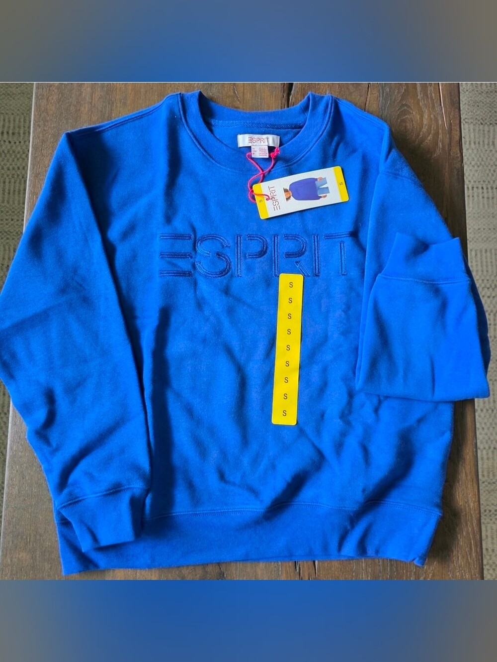 Retro ESPRIT Sweatshirt with Embroidered Logo Vintage-Inspired  Blue Size S